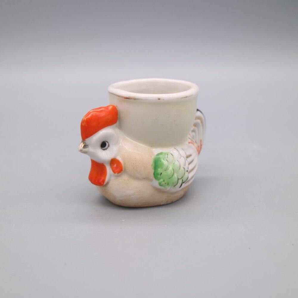 Vintage Kitschy Rooster Chicken Egg Cup 2 1/2" Tall | Made in Occupied Japan